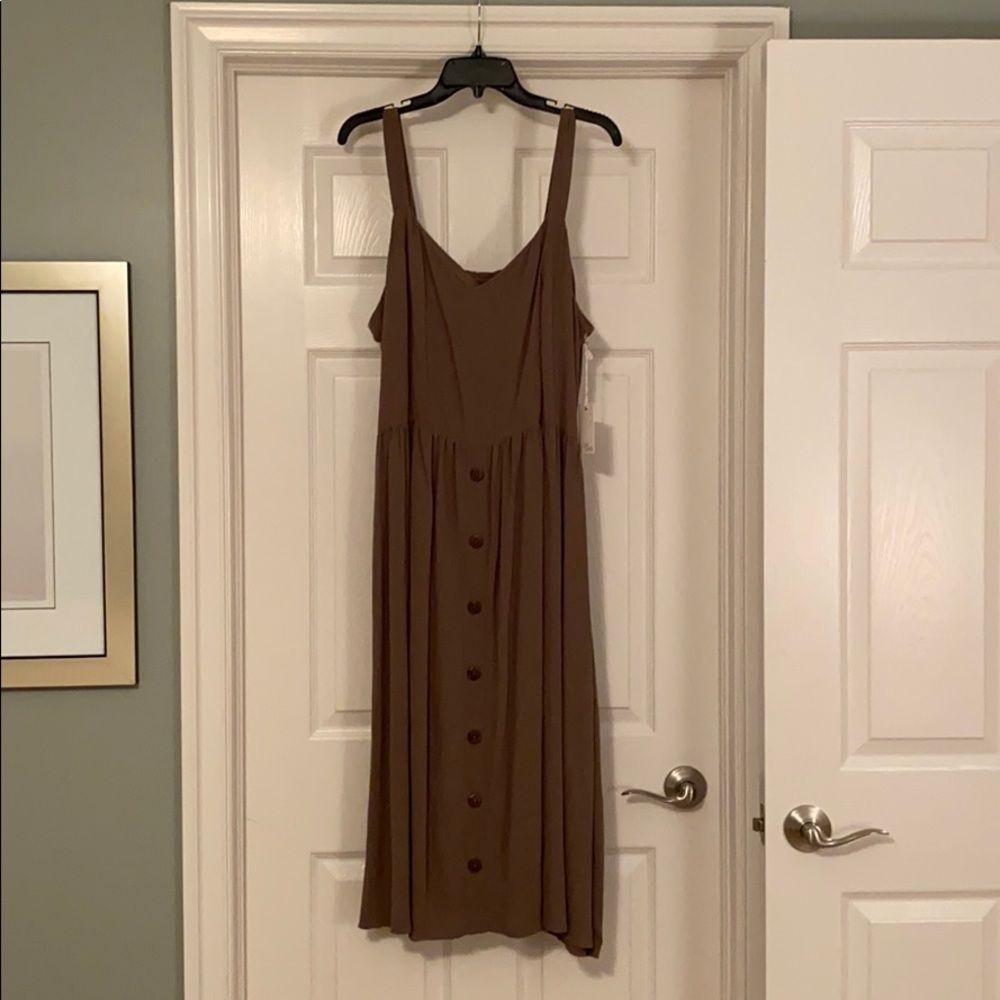 Ava James Size XL Kahki Linen Dress